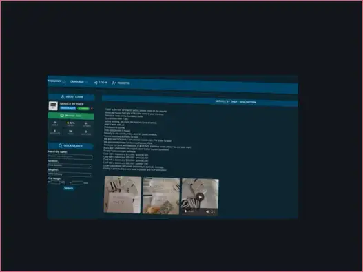 Shop interface with language selector